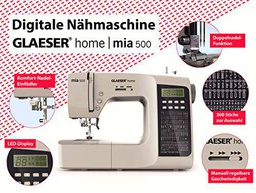 GLAESER Máquina de coser digital Home Mia 500, 300 variantes de puntada