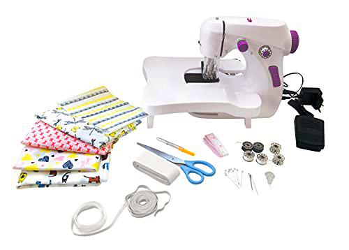 Lexibook, Taller de Costura, máquina de coser, 5 cupones de tela y accesorios incluidos