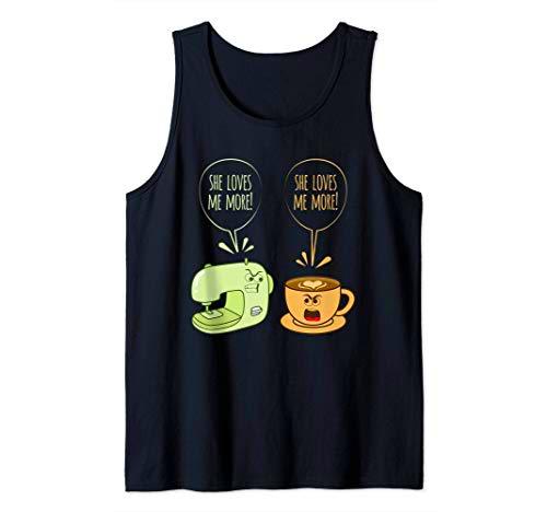 Máquina De Coser Café Divertido Coser Acolchado Costurera Camiseta sin Mangas