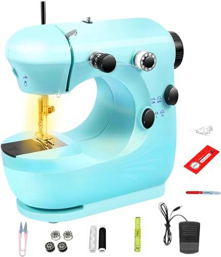 Gofemial máquina de coser portátil para niños principiantes con LED profesional mini máquina de coser manual eléctrica para ropa