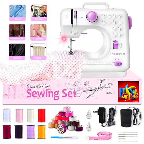 Home Mini máquina de costura para Beginners, portátil eléctrico Sewing Machines 12 Built-in Stitches Patterns